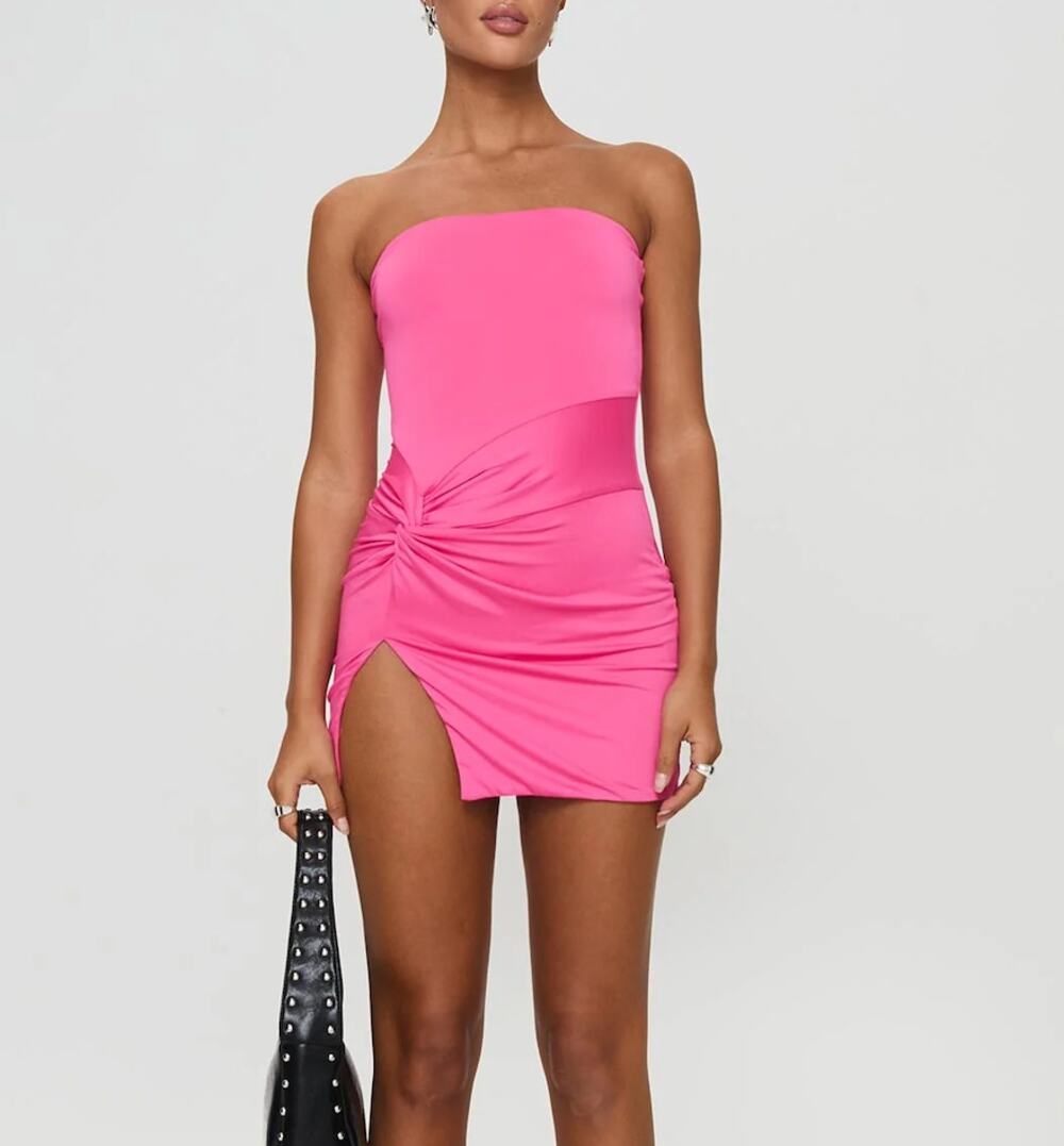 NWT Princess Polly Electric Avenue Strapless Mini Dress Pink Size US 4